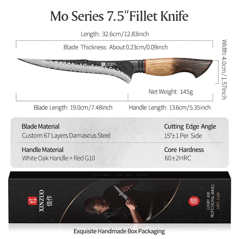 XINZUO DamascoEdge 7.5" - Precisión absoluta con la elegancia del acero Damasco